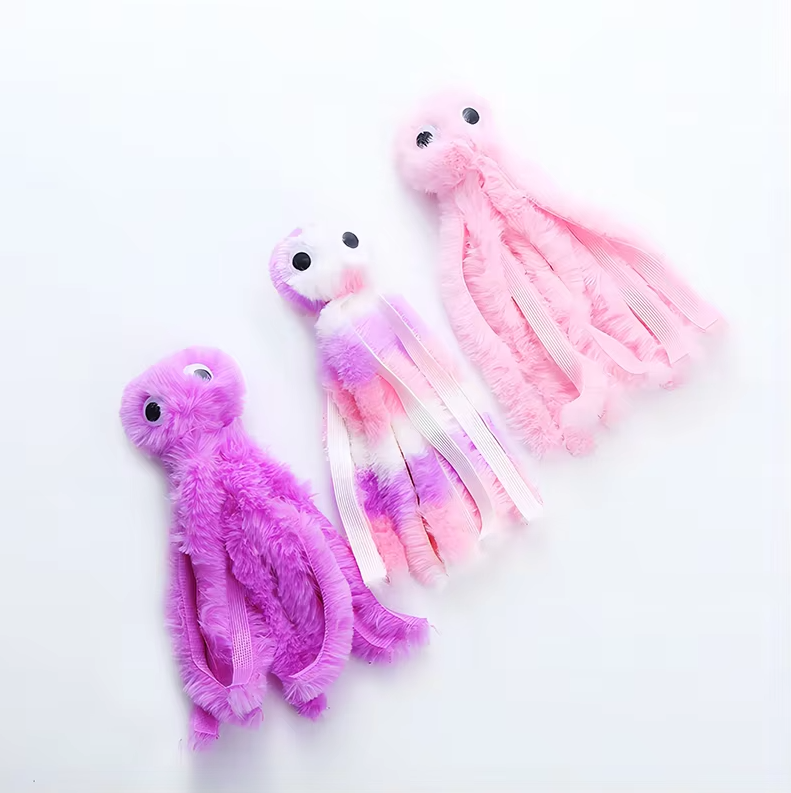 Cat's Plush Octopus Toy with Catnip & Wiggling Tentacles, offering playful pet enrichment & stimulating fun.