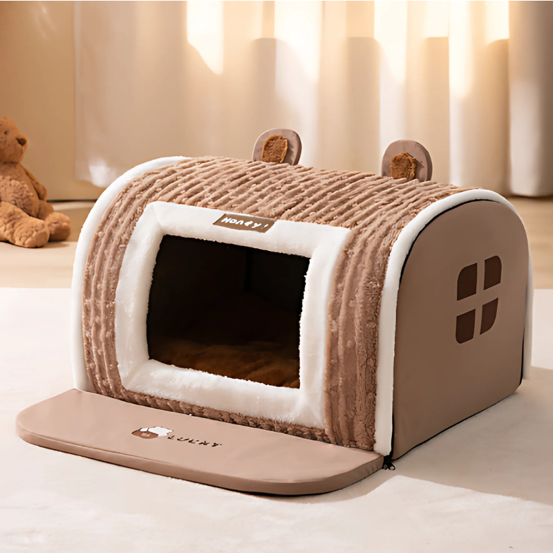Plush Pet's Cozy Cave Bed for anxiety relief & deep sleep. Soft, comfortable & machine washable for cats & dogs.