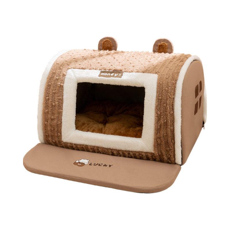Durable cozy cave dog bed or large cat bed with plush interior. Provides anxiety relief & promotes secure, deep sleep.
