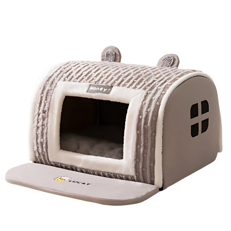 Machine washable pet cave bed for ultimate comfort. Offers anxiety relief & a soft, snuggly spot for deep sleep.