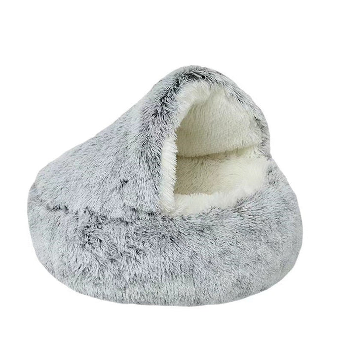 Luxurious plush pet cave bed offering cozy comfort & relaxation for your dog or cat. Washable.