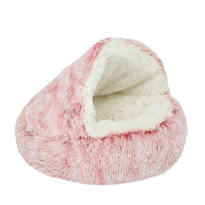 High-quality plush dog and cat cave bed. Super soft comfort, perfect for pets to snuggle and relax. Washable.