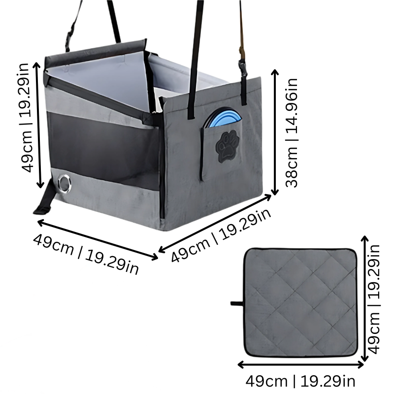 Portable PoochPod pet booster seat for dogs offers comfort & anxiety relief during car rides. Secure & elevated view.