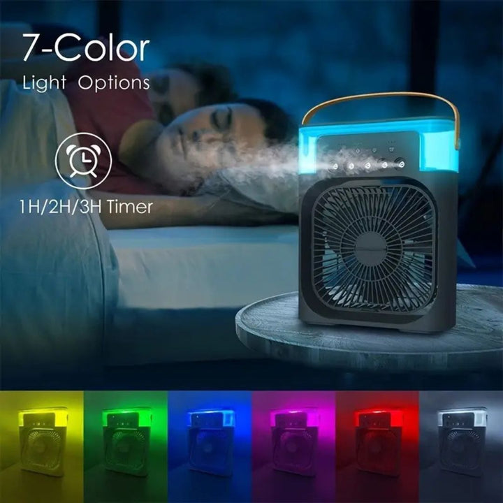 Portable 3-in-1 air cooler, humidifier, & personal fan for home & office comfort.