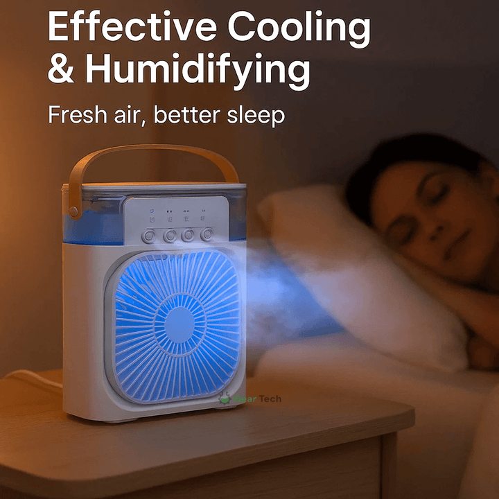Energy-efficient 3-in-1 air cooler, humidifier & personal fan.