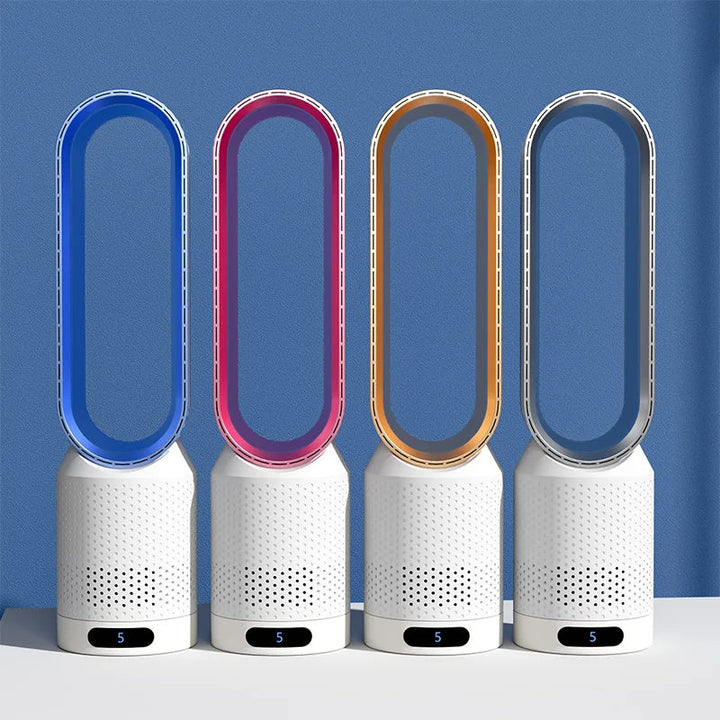 Sleek bladeless design, quiet portable air cooler for office or bedroom. Delivers clean, refreshing airflow.