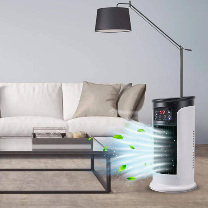 Portable air cooler & humidifier fan with 6 speeds, perfect for personal cooling & home comfort.