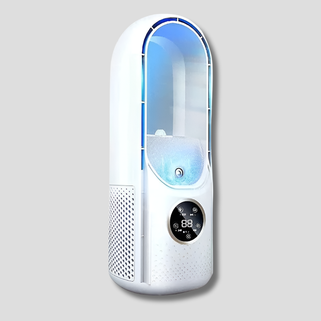 Bladeless fan for personal cooling, small air conditioner for home and office desk use