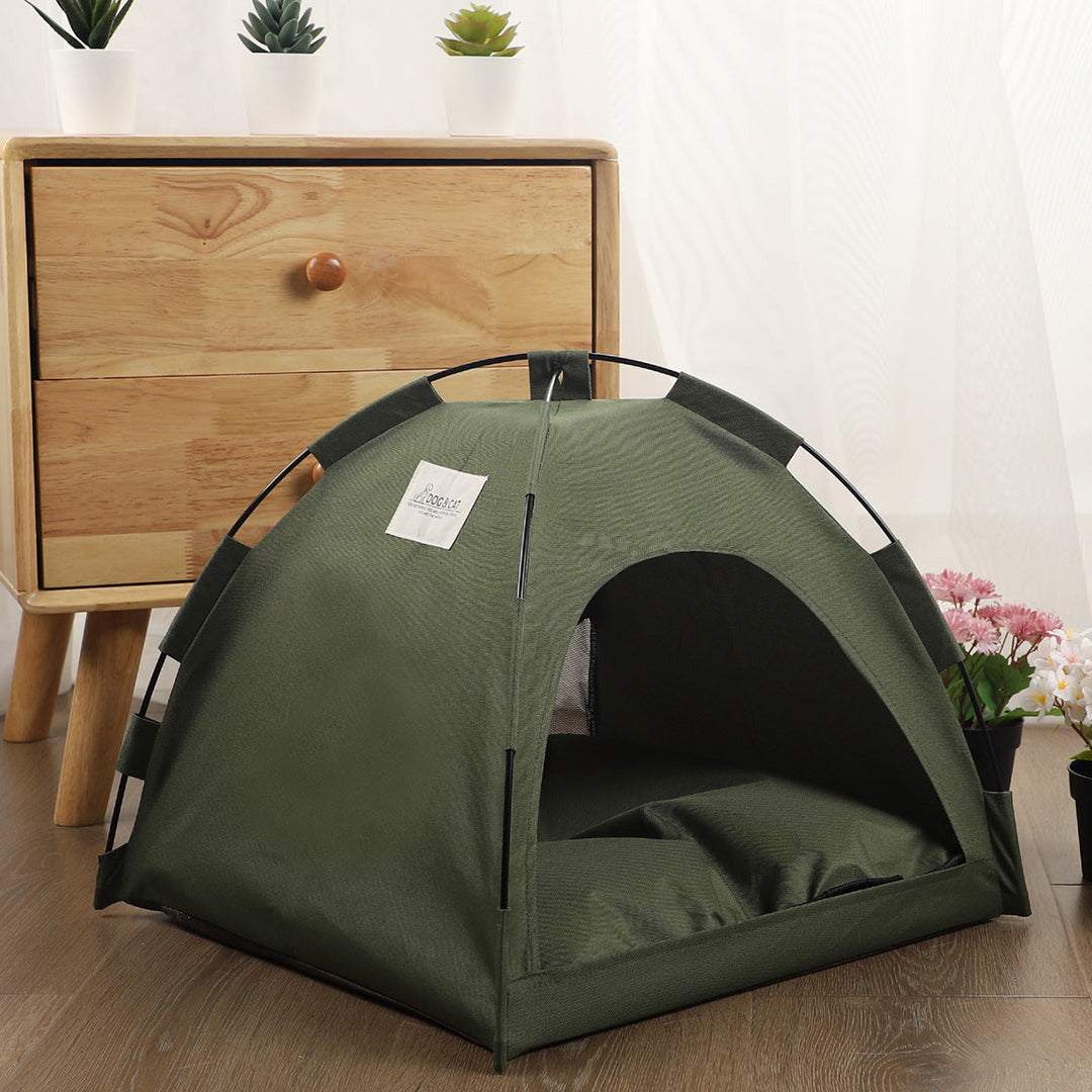 Comfy Cat's Cooling Retreat Tent, a portable indoor/outdoor pet bed and hideaway for ultimate comfort.