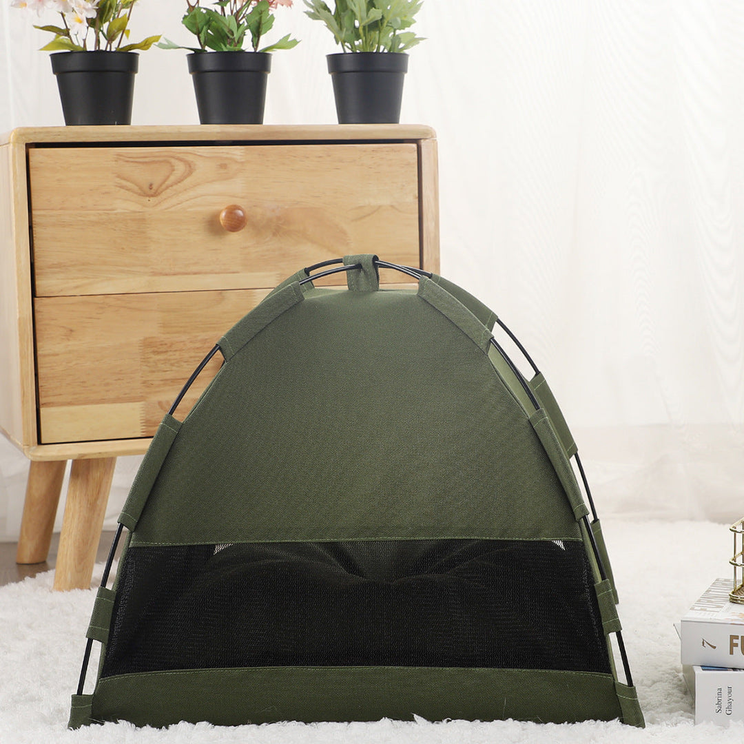 Breathable Cat House Tent, a portable cooling pet bed for cats. Perfect comfy hideaway for indoor/outdoor use.