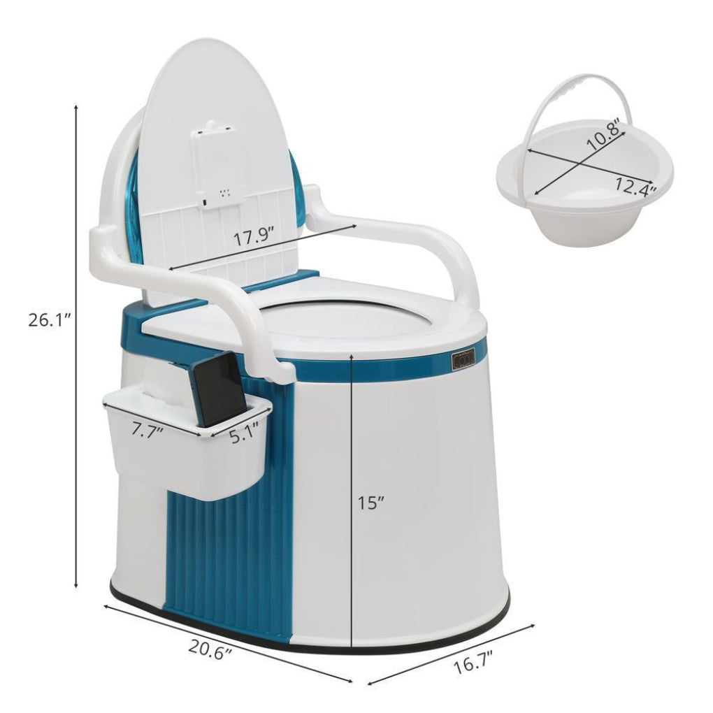 Lightweight portable commode toilet, a versatile hygiene solution & mobility aid for adults & elderly.