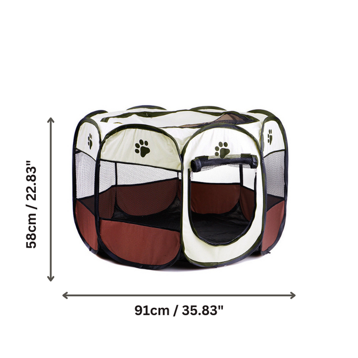 Foldable pet playpen tent for dogs and puppies. Portable & cozy, perfect for indoor or outdoor use.
