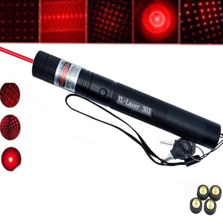 Portable high-intensity red laser pointer gadget, great for classroom presentations & outdoor exploration.