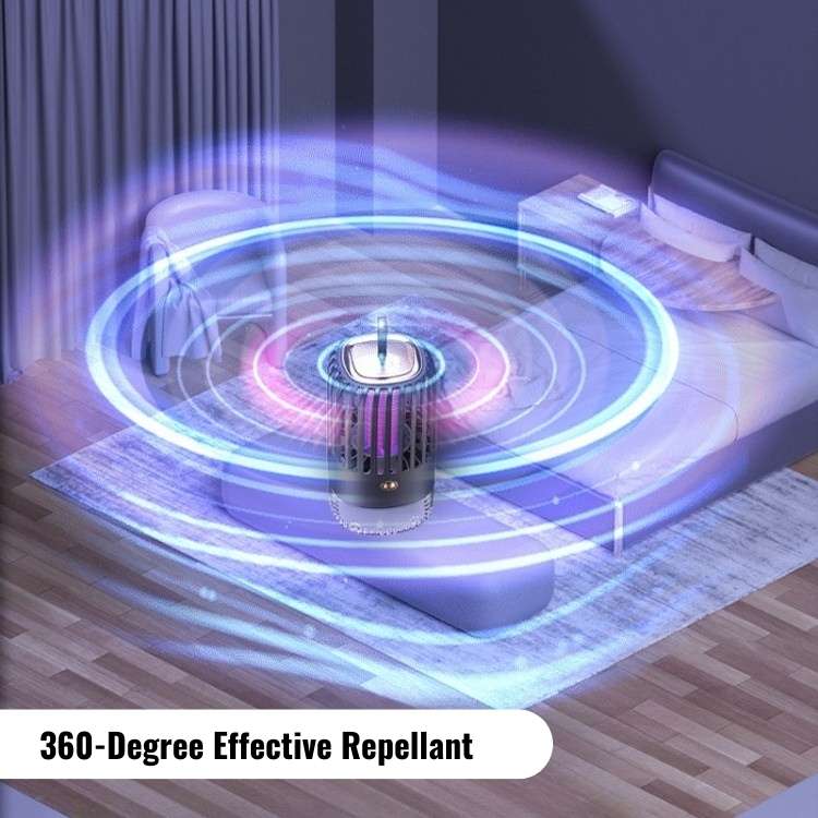 Portable mosquito repellent lamp with sleek design, 2500mAh battery, for indoor and outdoor use, chemical-free solution.
