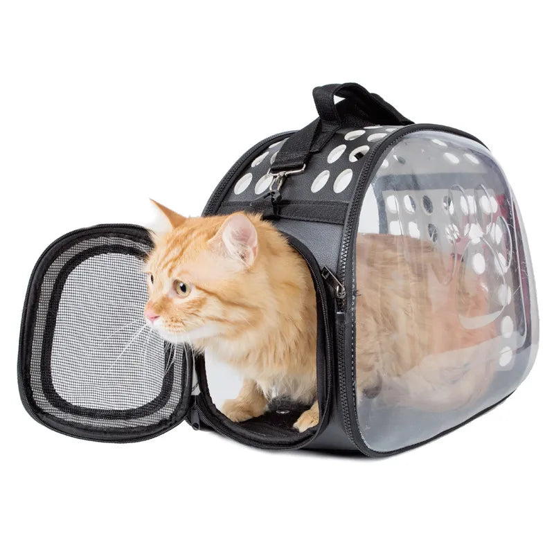 Comfortable cat & dog travel carrier with viewing window, perfect for safe car transport of small to medium pets.