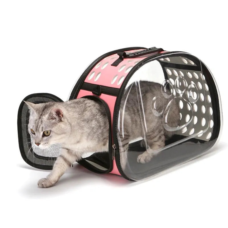 Stylish pet travel bag for cars, designed with a clear viewing window to keep your dog or cat comfortable on journeys.