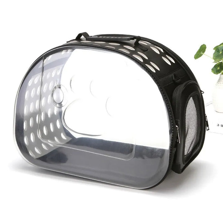 Portable pet travel bag, an essential car accessory for safe dog & cat transport, with a practical viewing window.