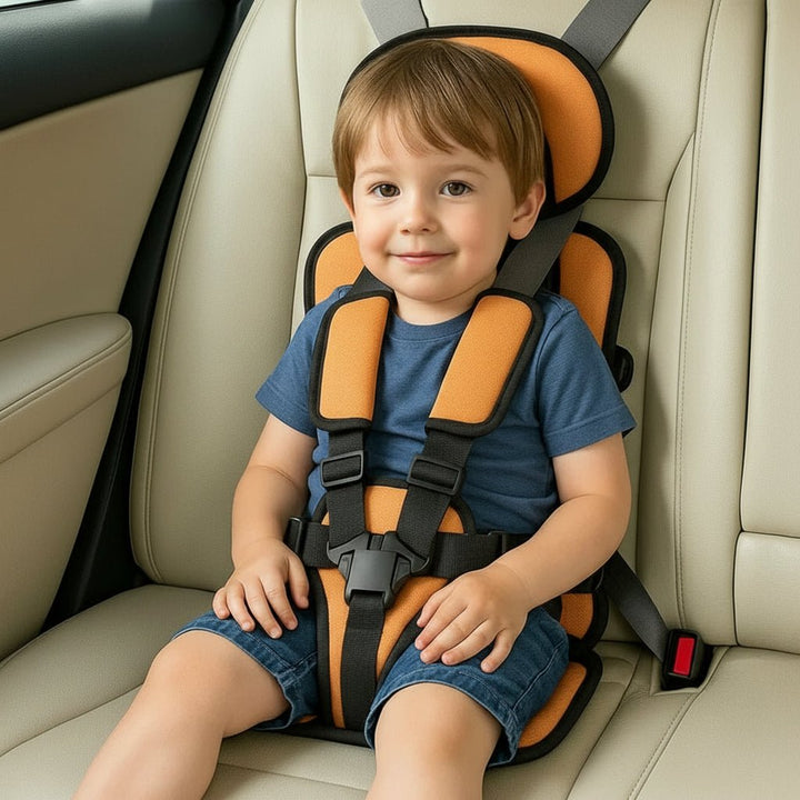 Kids' lightweight travel car seat. Portable booster designed for toddler safety and family on-the-go journeys.