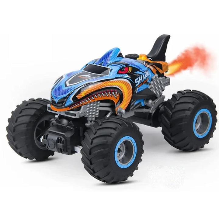 Powerful 4x4 RC Rock Crawler Truck navigating rugged terrain, a durable all-terrain remote control vehicle.