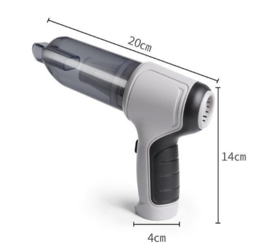 Portable USB rechargeable car vacuum with powerful suction for auto detail and quick clean-ups.