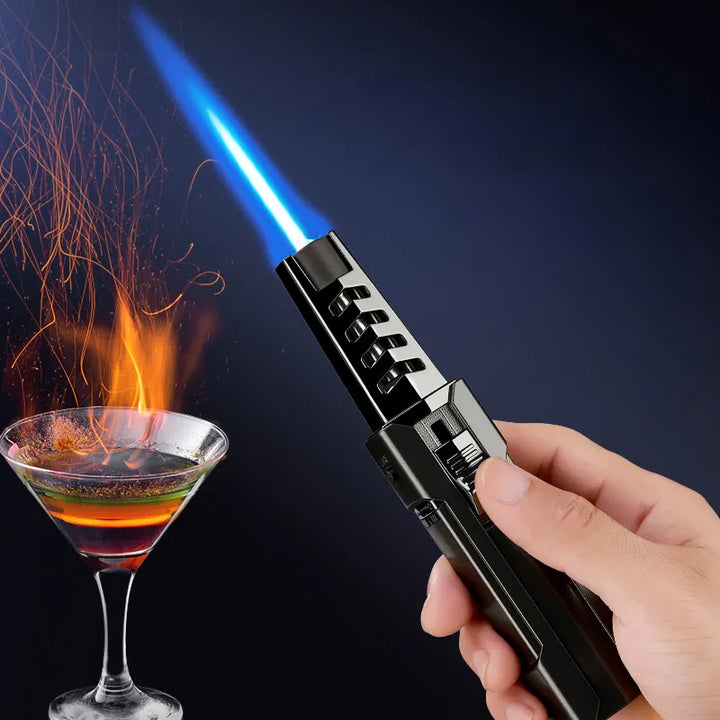 Powerful Inferno jet lighter with a windproof torch flame for versatile indoor and outdoor use.