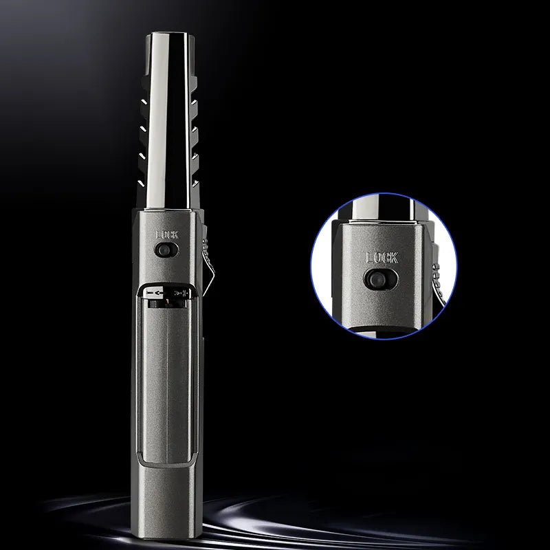 Durable metal jet lighter, ideal camping gear, windproof outdoor tool with powerful flame.