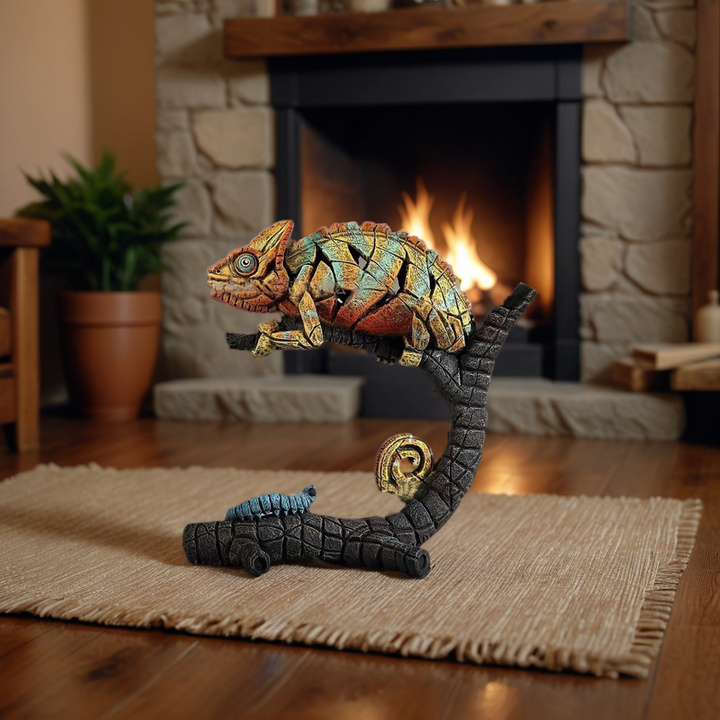 Resin prehistoric animal statue, a glowing mystical figure and unique home accent for tabletop art.