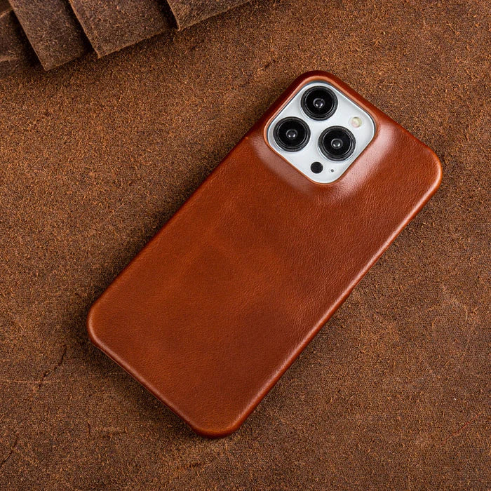 Durable leather iPhone case, built for everyday protection, sleek & stylish design.