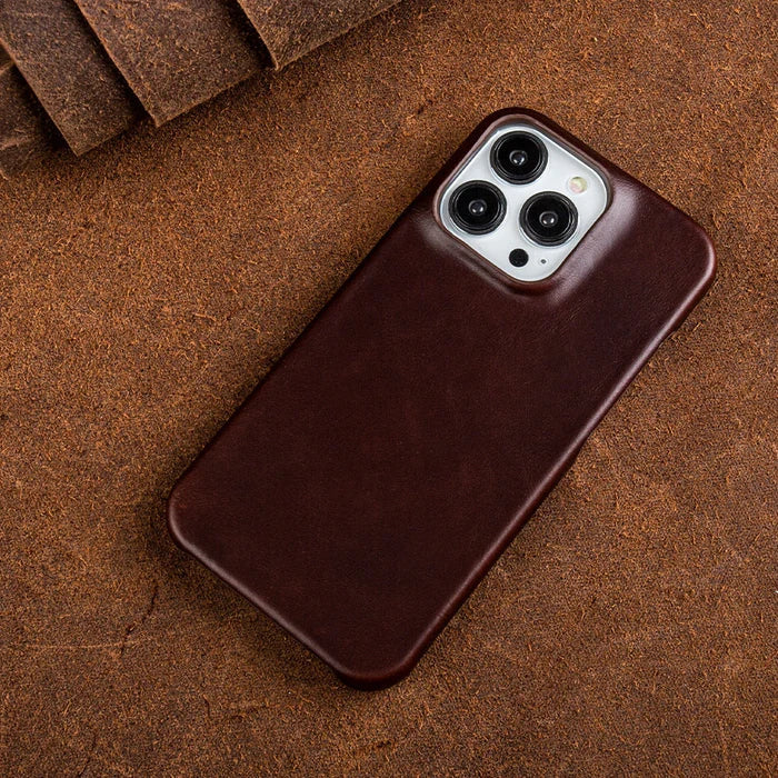 Shockproof leather iPhone cover, provides superior protection without bulk.