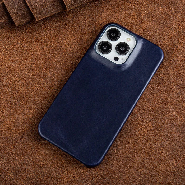 Slim-fit leather iPhone case with advanced shock absorption for ultimate device safety.