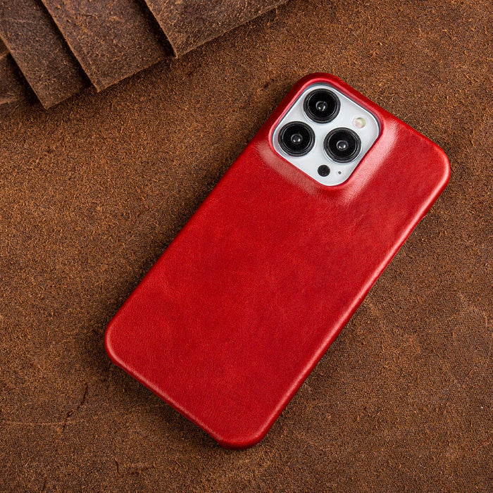 Wireless charging friendly leather iPhone case, protective & stylish phone accessory.