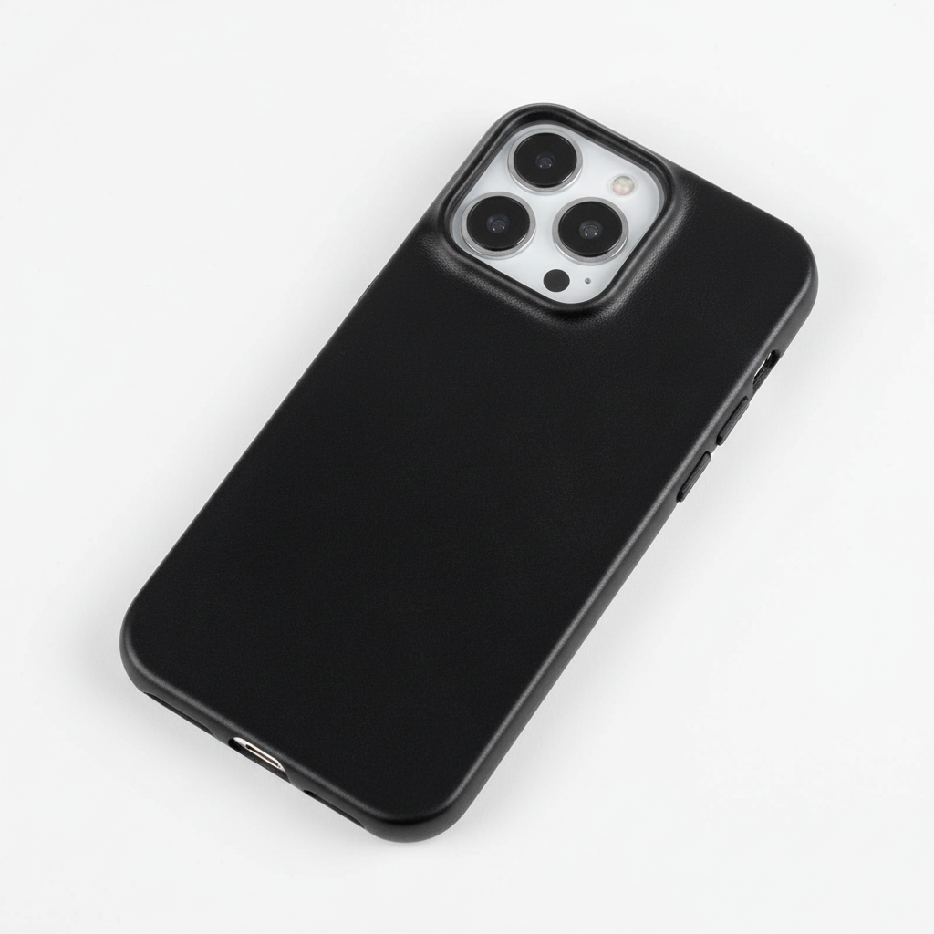 Genuine leather iPhone case with soft-touch finish & robust shock-absorbing defense.