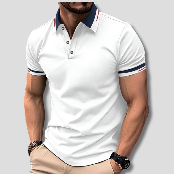 Stylish men's polo shirt, premium casualwear. Ideal for smart casual, everyday, and semiformal spring/summer looks.