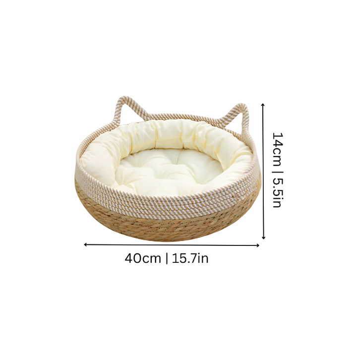 Stylish sisal cat lounge bed for cozy naps & interactive play. Durable pet furniture with scratcher.