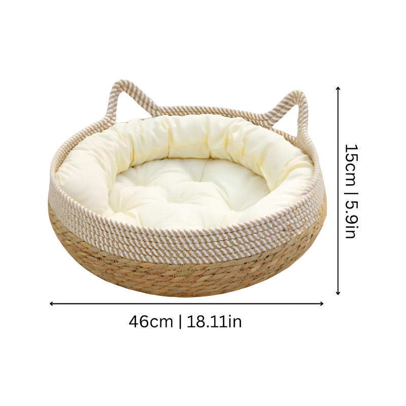 Comfortable sisal cat bed offers a cozy spot for naps & durable scratcher for healthy claws. Pet furniture.
