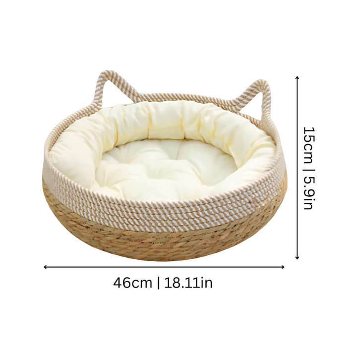 Comfortable sisal cat bed offers a cozy spot for naps & durable scratcher for healthy claws. Pet furniture.