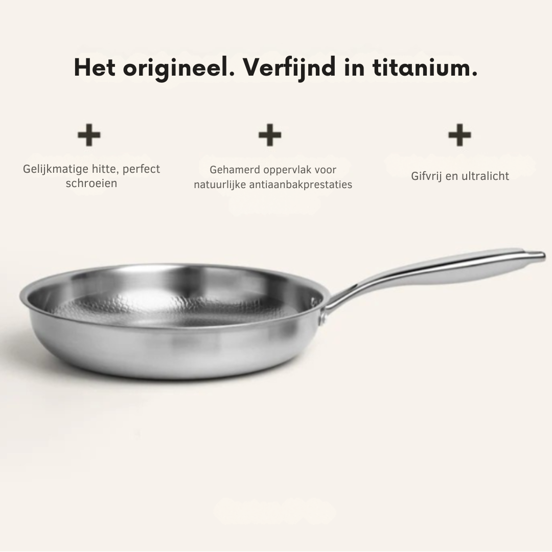 Durable titanium cookware set. Premium silver hammered pans & skillet built to last for everyday kitchen use.
