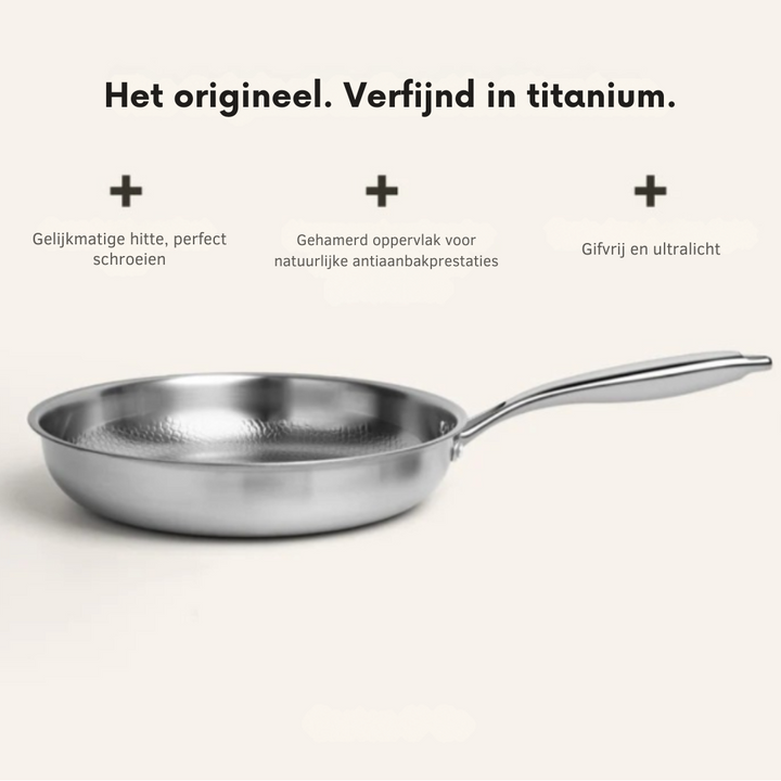 Durable titanium cookware set. Premium silver hammered pans & skillet built to last for everyday kitchen use.