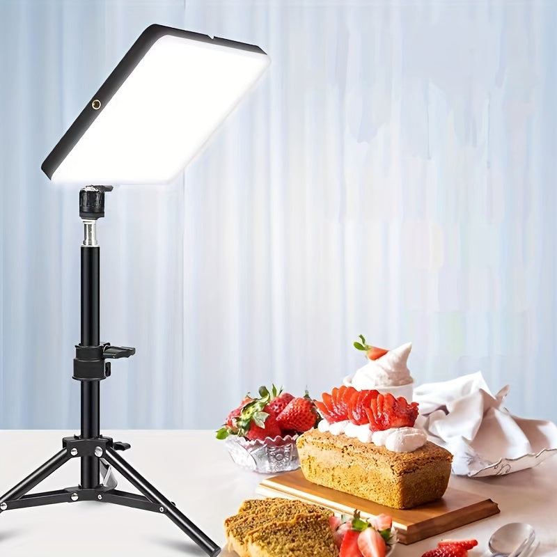 Professional adjustable light stand with lamp for studio photography & video recording.