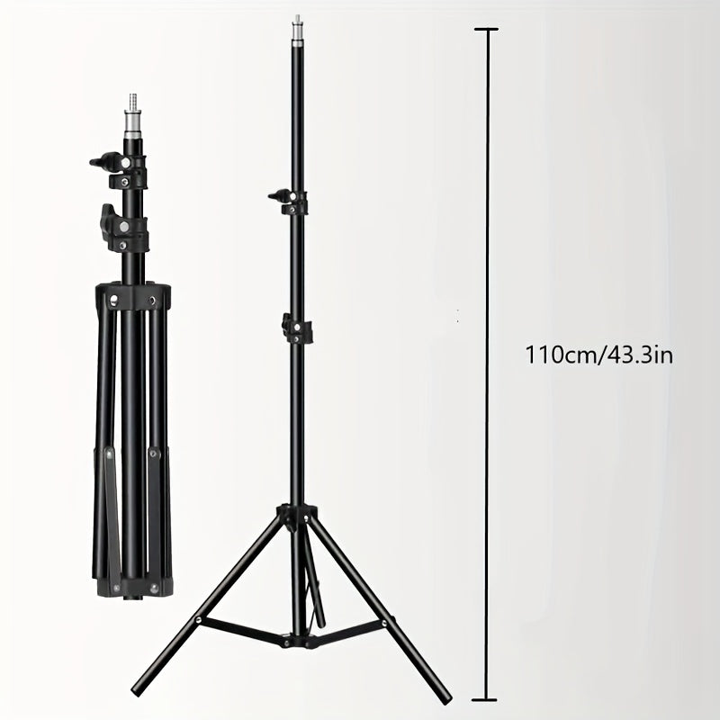Studio lighting equipment: adjustable light stand with lamp for professional photo & video setups.