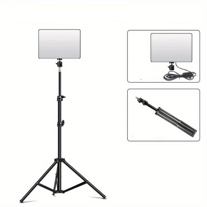 Adjustable light stand with bright lamp, ideal for professional studio photography & videography.