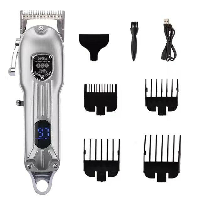 Complete professional dog grooming kit with quiet clippers, scissors, comb & accessories for home use.