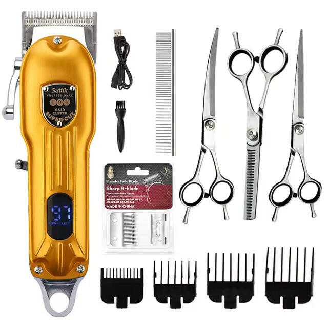 Portable professional dog grooming kit in its storage case, ideal for home pet care.