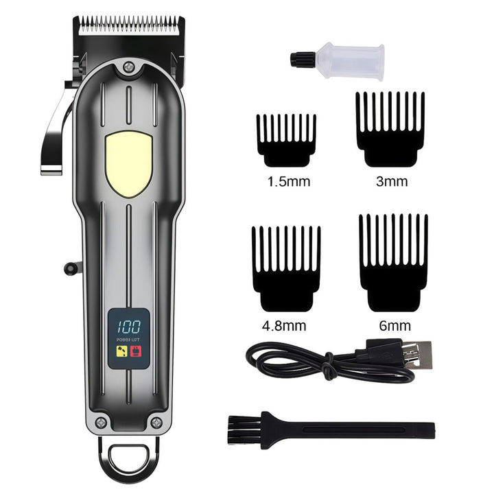 Rechargeable dog clipper for home grooming, silent operation for stress-free pet care. Cordless design.