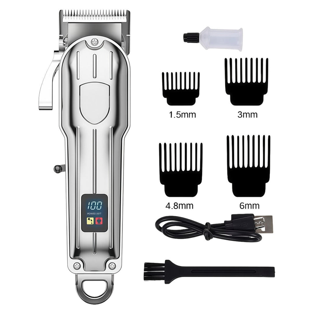 Quiet rechargeable pet trimmer for dogs, cats, and rabbits; essential home grooming tool. Cordless.