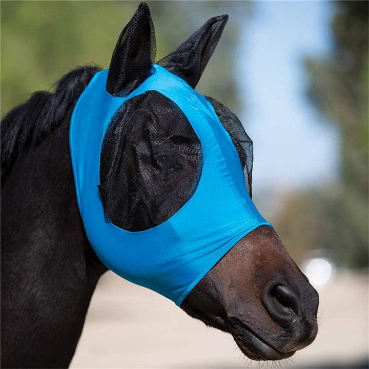 Breathable horse fly mask, designed for UV and insect protection to ensure your horse's comfort and eye safety.