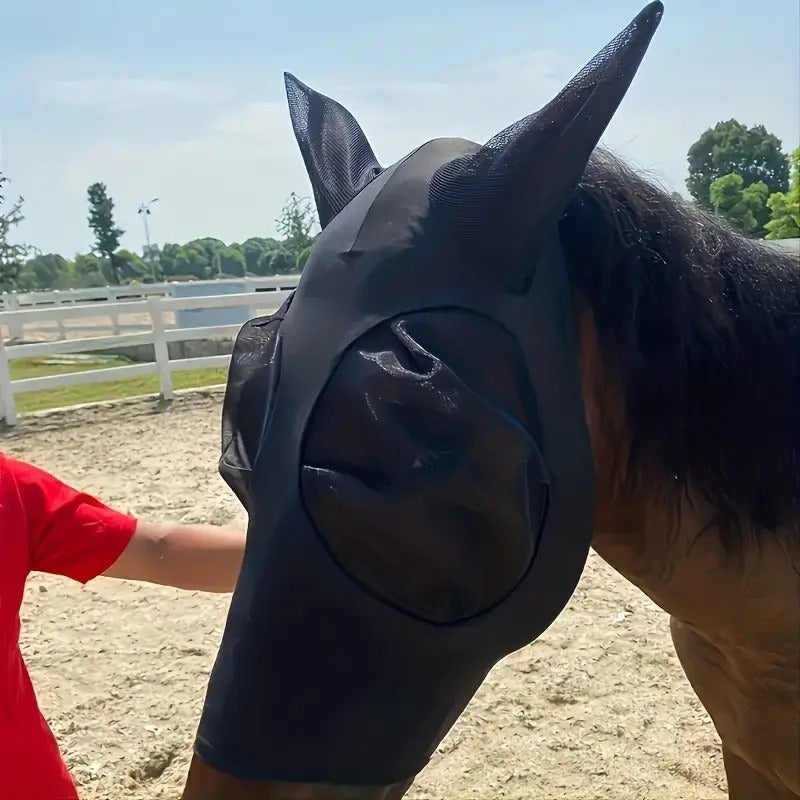 Horse fly mask with UV shield offering superior insect protection and sun safety for daily outdoor horse care.