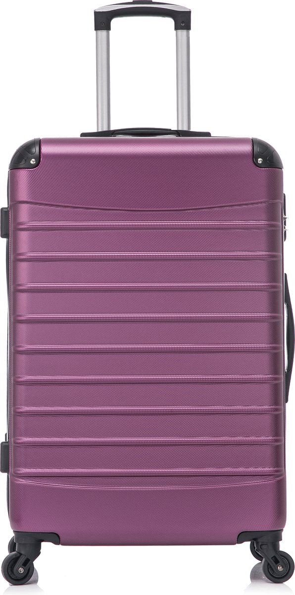 Vibrant purple 2-piece travel luggage set with smooth spinner wheels.