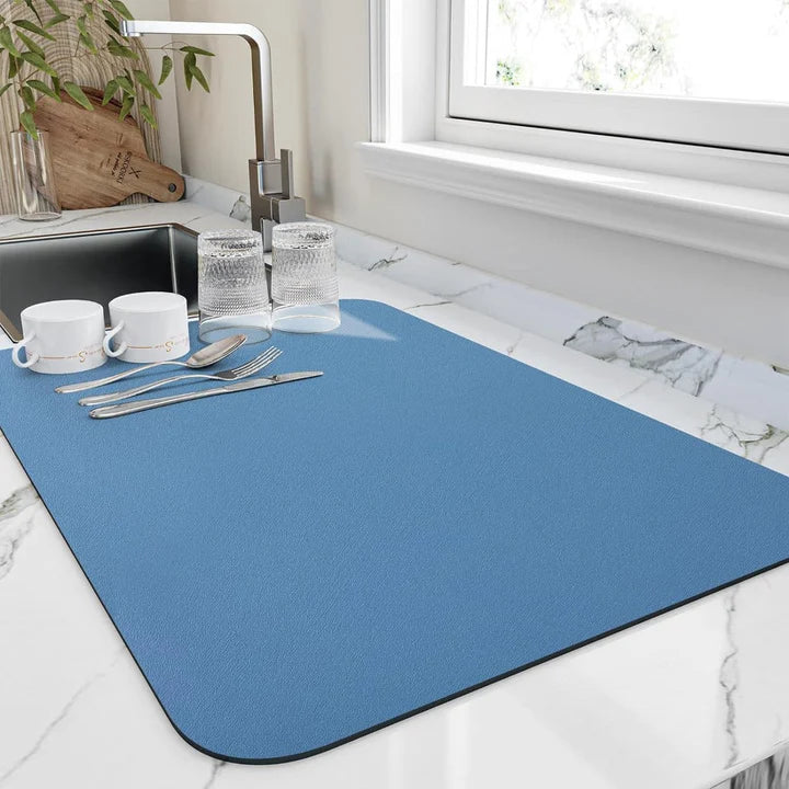 Folded Quick-Dry Absorbent Microfiber Drying Mat, convenient kitchen accessory