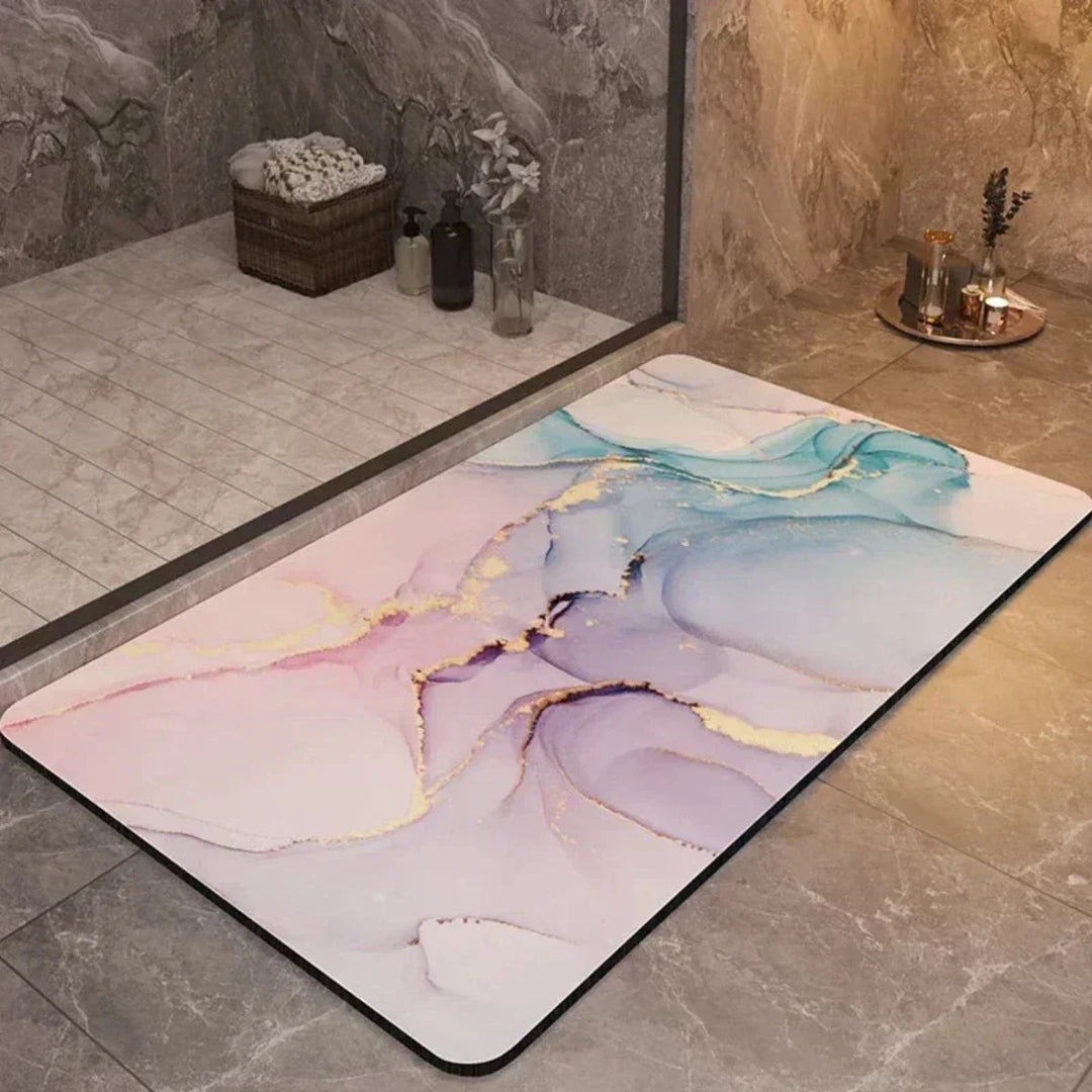 Diatomaceous earth quick-drying bath mat, anti-slip & hygienic, promoting maximum bathroom safety.